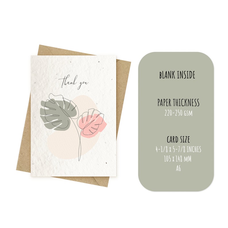 Seeded Paper Thank You Card Ecofriendly Gratitude Greeting Etsy