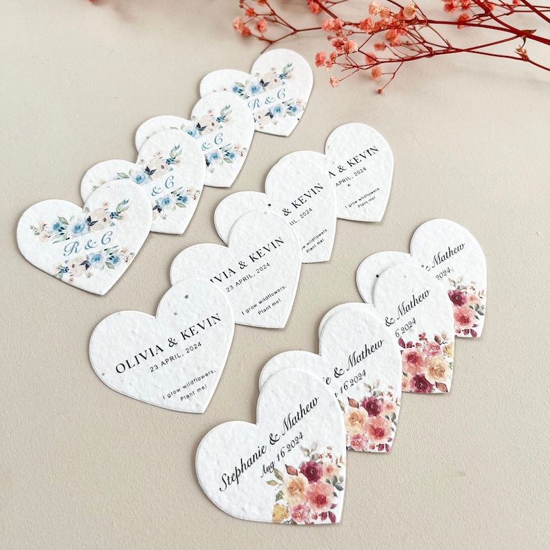 Plantable Seed hearts 2.5 inches for wedding favours