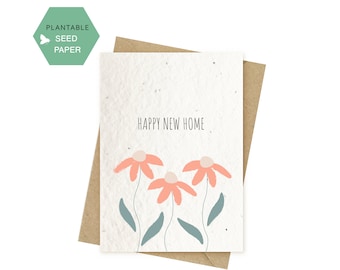 Plantable Happy New home Card, Biodegradable Greeting Cards, Housewarming Seeded Card