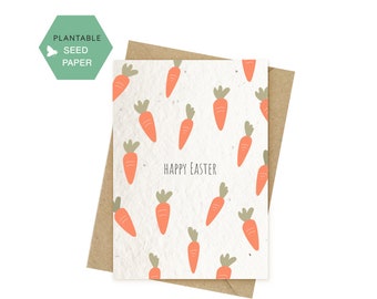 Plantable Easter Card, Biodegradable Carrots Cards,  Happy Easter folded Cards, Eco-friendly Seeded paper, Zero Waste Easter Cards