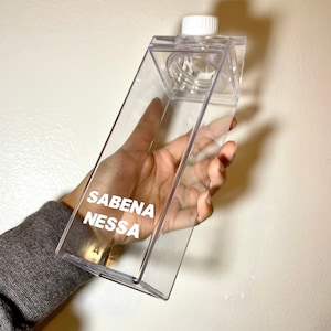 Gepersonaliseerde heldere acryl melk pak waterfles aangepaste naam herbruikbare Hen Party Bruiloft Verjaardagscadeau Gym Flessen