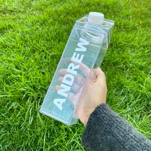 Gepersonaliseerde duidelijke acryl melk doos waterfles aangepaste naam herbruikbare Hen Party Wedding Birthday Gift Gym Flessen