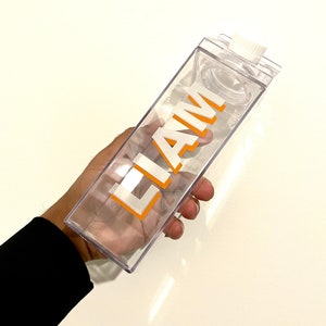 Personalised clear acrylic milk carton water bottle custom 3D effect name Reusable Hen Party Wedding Birthday Gift Gym Bottles