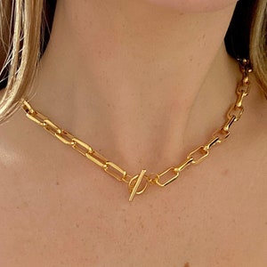 The Jen Necklace, Chunky Chain Necklace, Paperclip Chain Necklace, Gold Plated Necklace