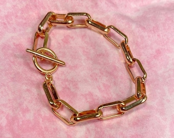 Alexa-armbandet, Chunky Chain-armband, Förgyllt armband, Armband med toggle-spänne