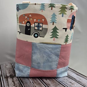 Vintage Camper Patchwork Book Tote, Patchwork tote