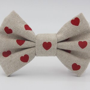 Lovely Handmade Red Heart Dog Bow Tie. Red , hand finished. Unique and bold, attaches to collars. Red love hearts