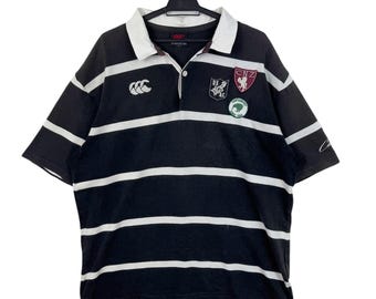 Vintage Sunfaded Canterbury of New Zealand Stripe Rugby Polo Shirt