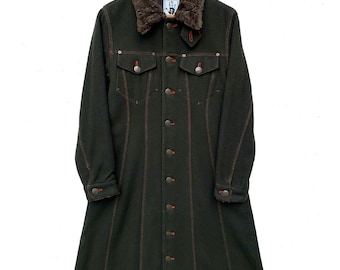 Vintage 90s JEAN PAUL GAULTIER Wool Jacket. Gaultier Homme. Green