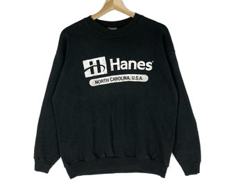 Jahrgang Hanes North Carolina Usa Crewneck Pullover Pullover Sweatshirt schwarz