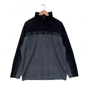 Vintage Calvin Klein Sidetape Fleece Quarter Zipped Pullover Sweatshirt Black
