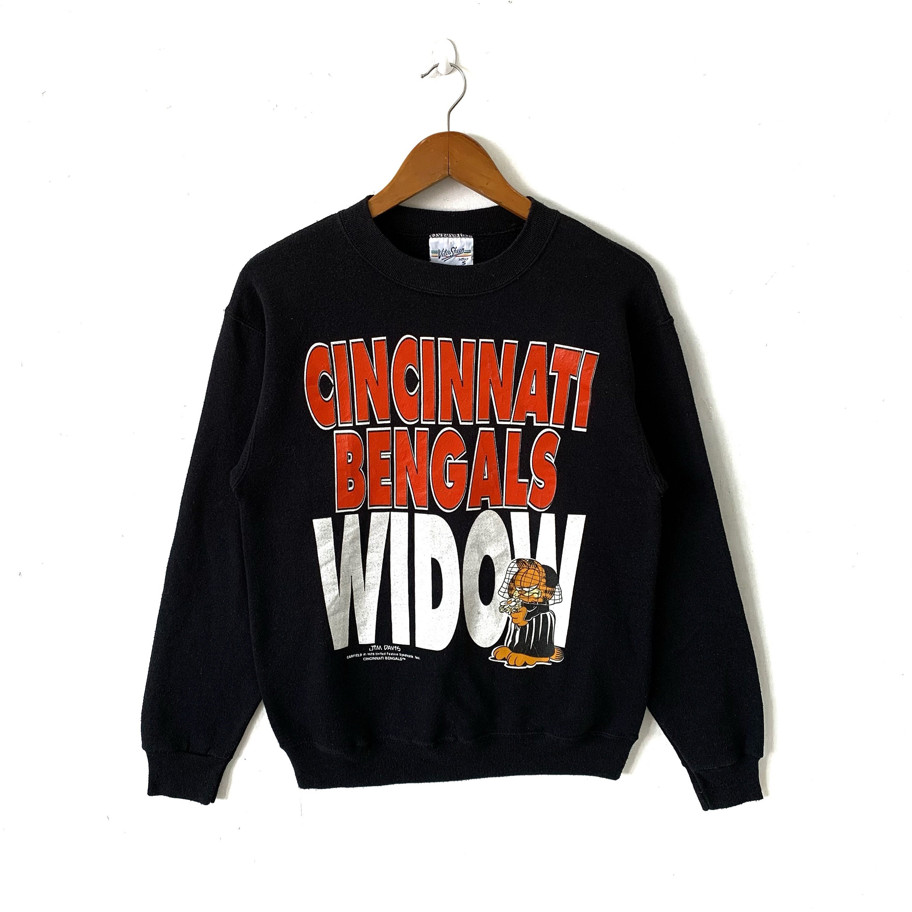 Vintage Cincinnati Bengals Widow Jim Davis Garfield Crewneck Pullover Sweatshirt Gently Used Size S