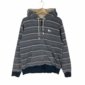 Santa Monica Dog Dept Striped Hoodie Fleece Zipped Sweatshirt