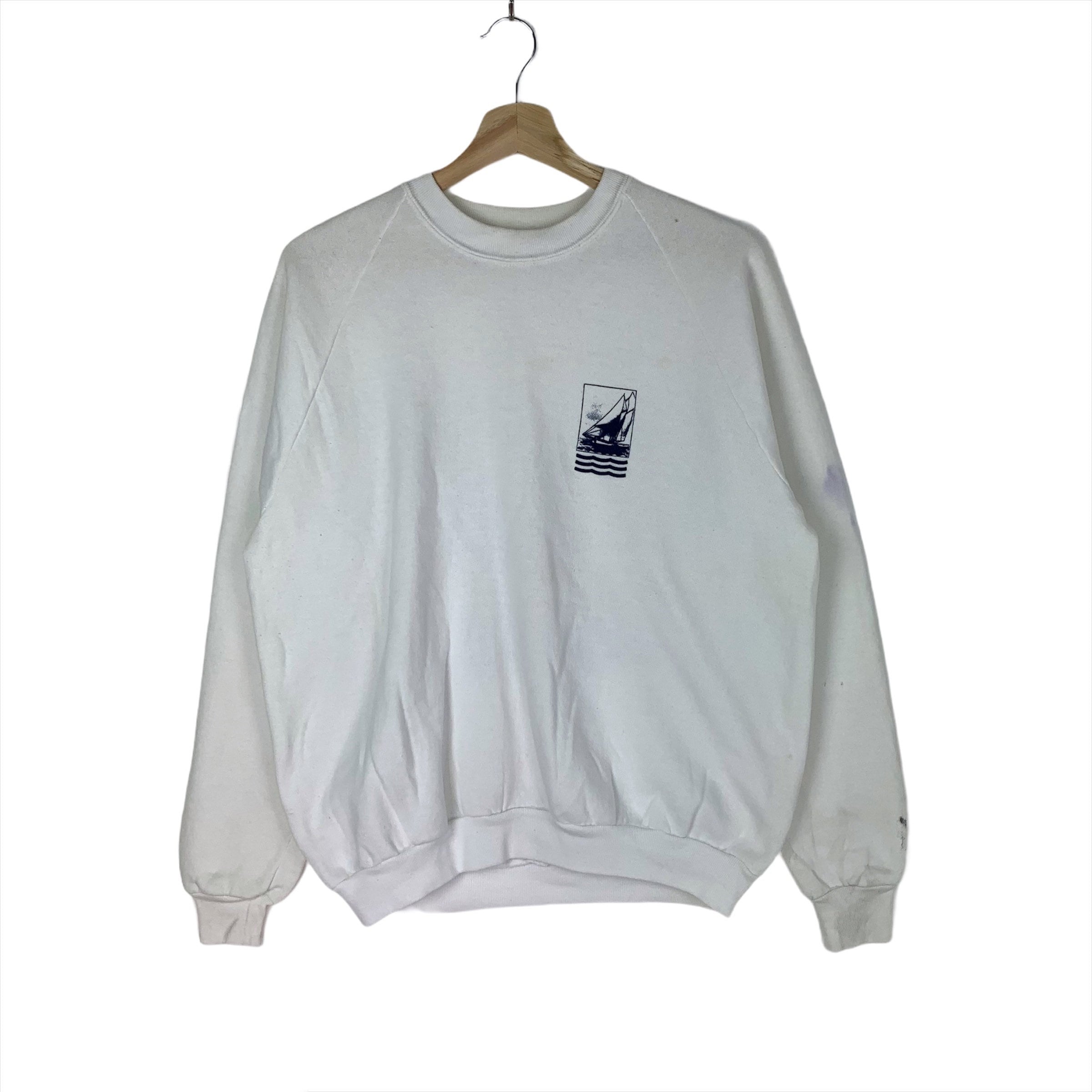 Vintage 90s Sailing Boat Jerzees Tag Made in Usa Crewneck