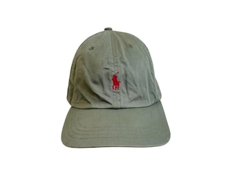 Gorra vintage Polo Ralph Lauren verde oliva con correa de cuero