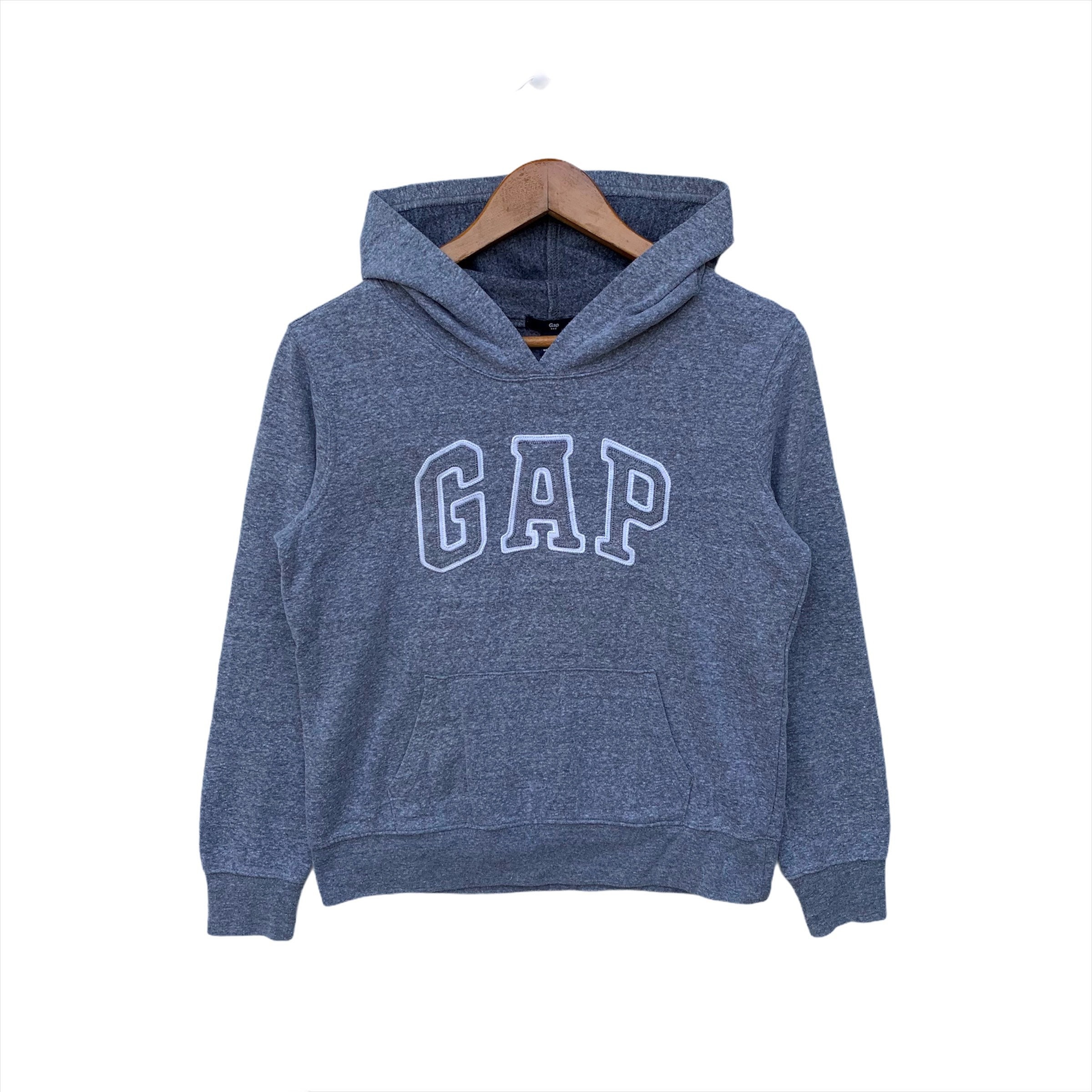 GAP Hoodie Embroidered Logo Pullover Sweatshirt Grey Size XS