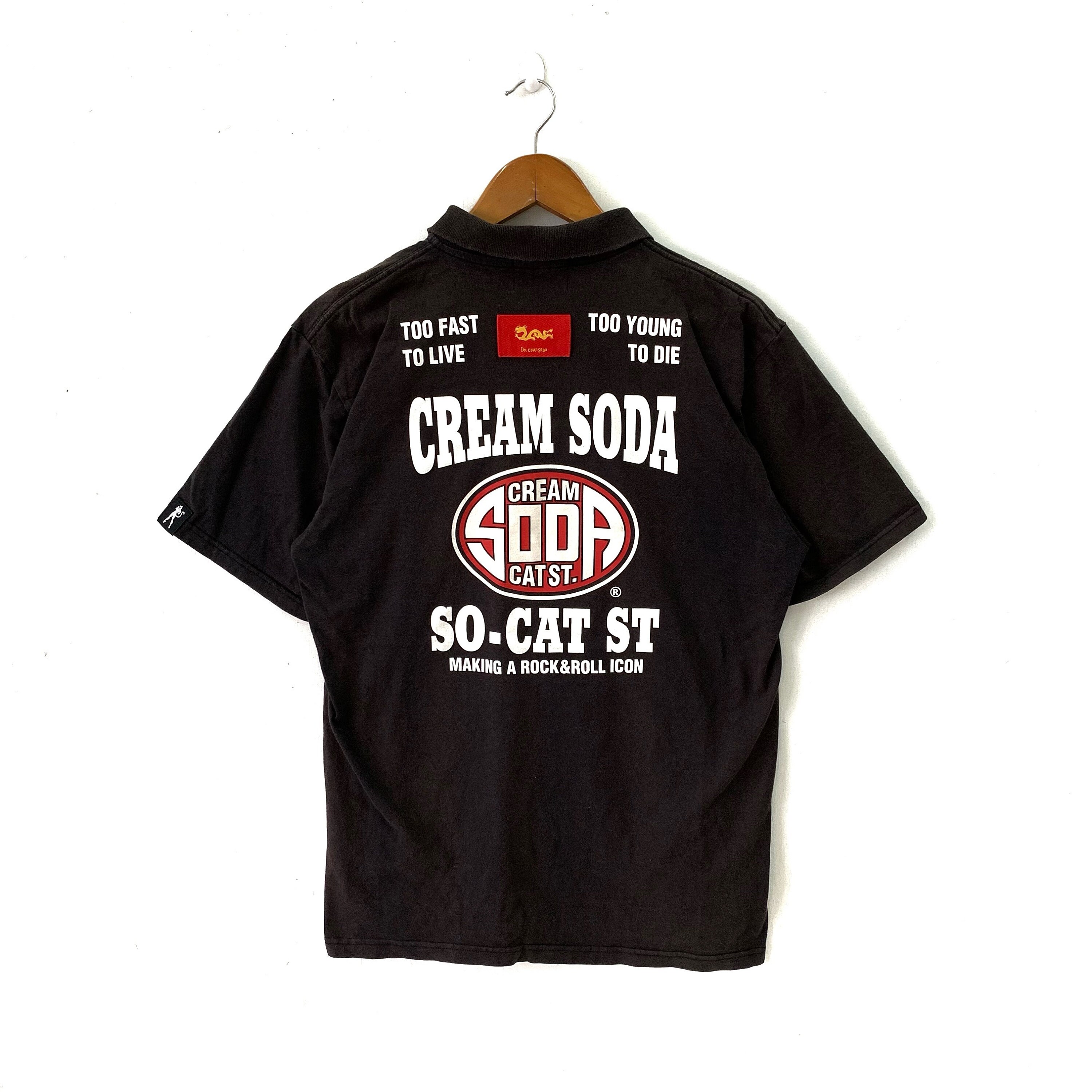 CREAM SODA シャツ Cream Soda Japanese Brand Polo Shirt Skull Design Black Size L - Etsy