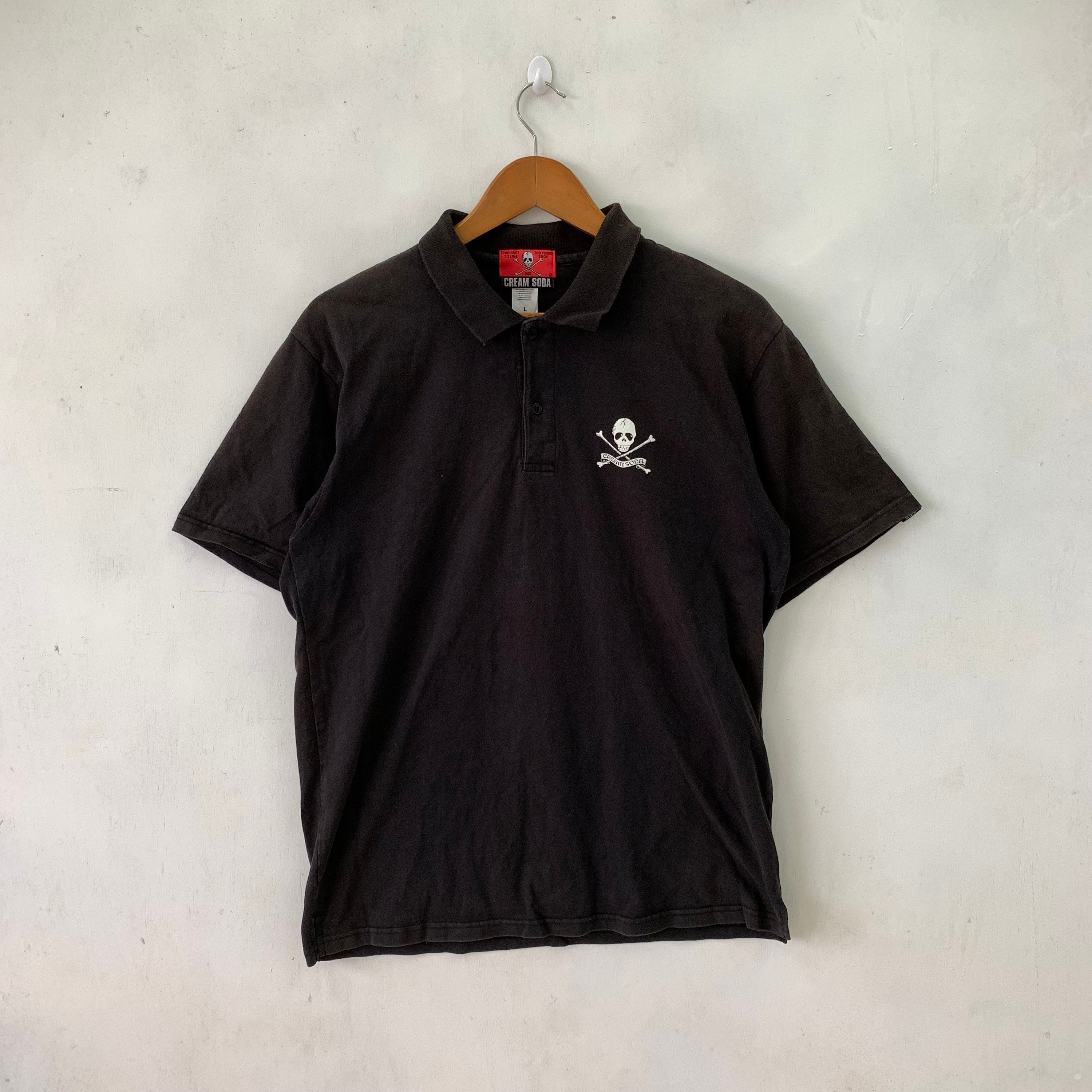 Cream Soda Japanese Brand Polo Shirt Skull Design Black Size
