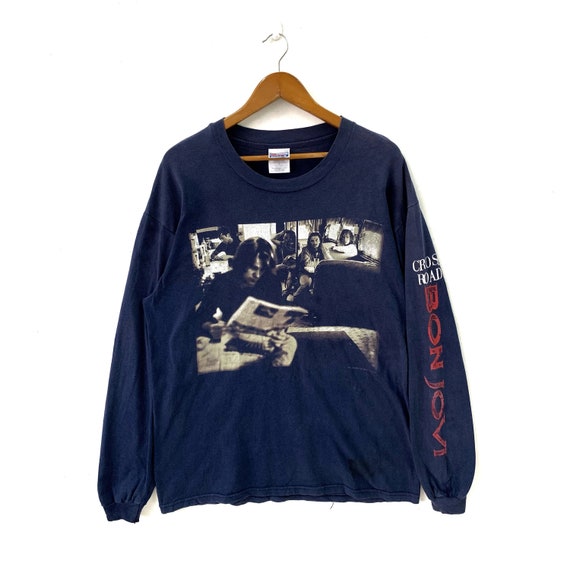 90s★BROCKUM Bon Jovi cross road Tシャツ Vintage 90s Bon Jovi Cross Road Long Sleeve Tshirt Band Tee