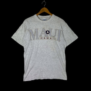 Vintage 90S Hawaii Maui Single Stitch Crewneck Tshirt Grey