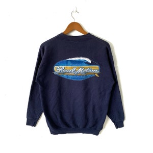 Vintage 90s Local Motion Hawaiian Surfgear Crewneck Pullover Sweatshirt Made In Usa Blue Size M