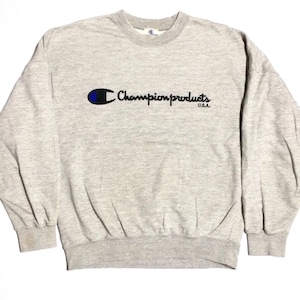 Vintage Champion Big Logo Spell Out Crewneck Pullover Jumper Sweatshirt