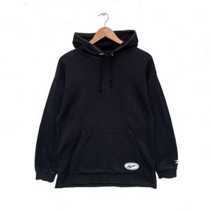 Vintage Reebok Hoodie Pullover Sweatshirt Black Size M