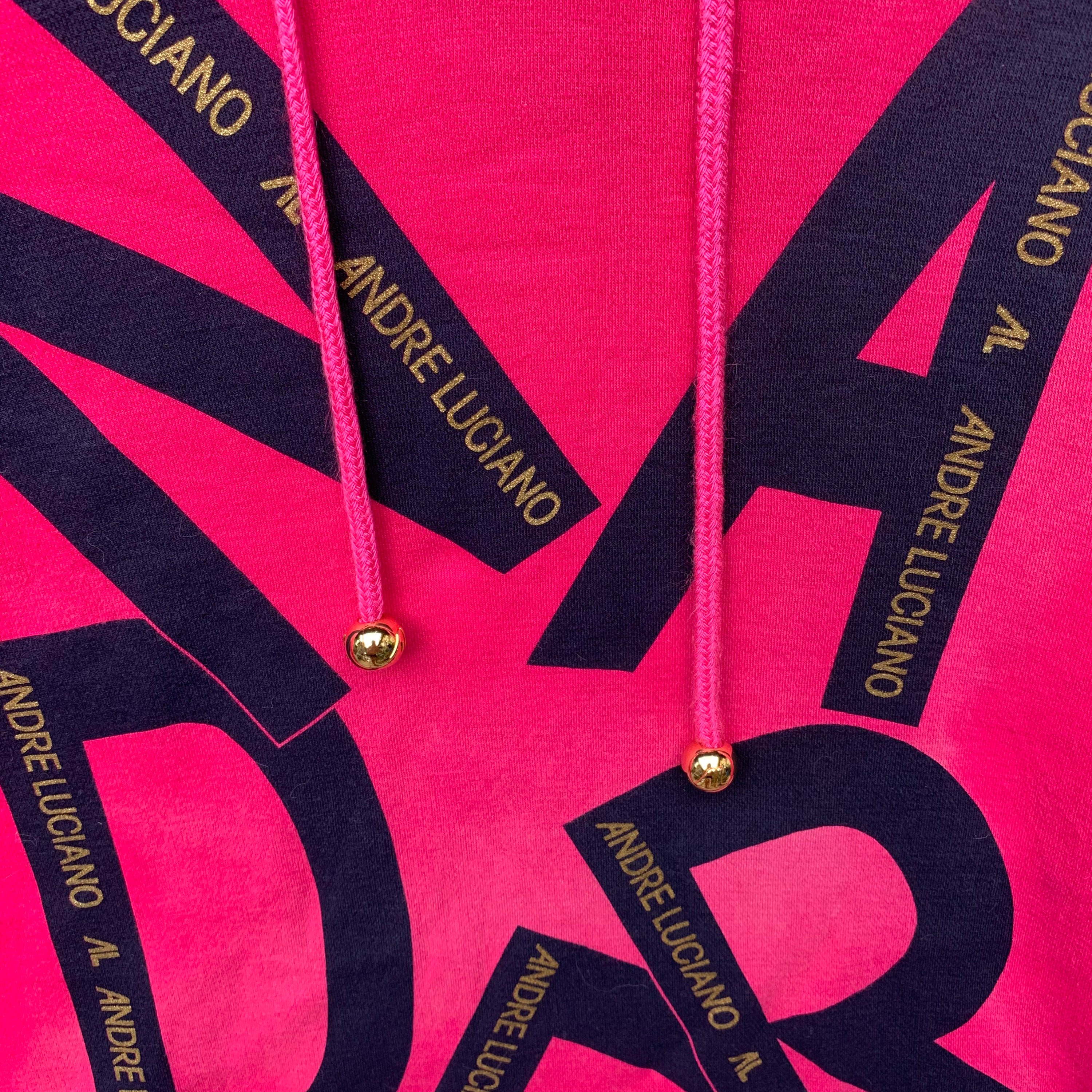 Vintage Andreluciano Shoulder Pad Hoodie Pink Sweatshirt Made in