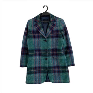 Vintage Max&Co Max Mara Made In Romania Wool Mantel Coat Checkered Tartan Size US 08 GB 12