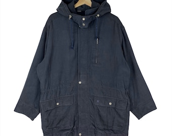 Vintage Courreges Homme Multipocket Hoodie Jacket Blue Grey