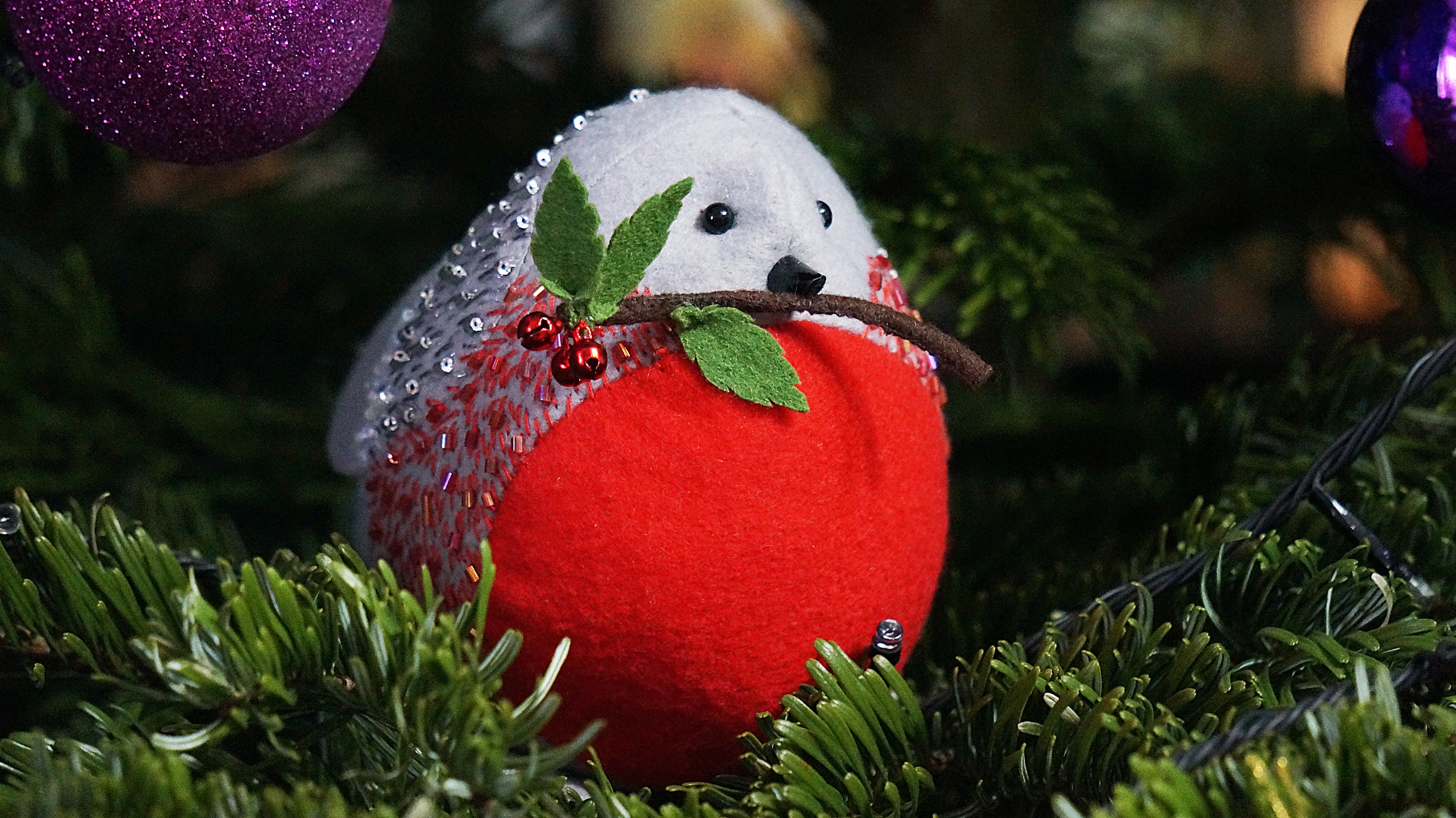 Bullfinch Christmas tree toy Cute red bird shiny Cuddly soft Etsy