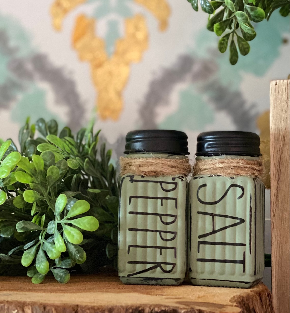 Rustic Salt and Pepper Shakers 2pc Etsy
