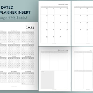 A4 - 2024 PLANNER Insert | Refill - 12 x Monthly Spreads, 53 x Week on Two Page Spreads, 140 pages (70 x A4 paper sheets), 120 gsm paper