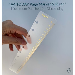 Gold TODAY 28cm Ruler Page Marker | for A4 Discbound Notebooks & Planners | Frosted Transparent Plastic
