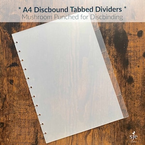 5 Side Tab Dividers | for A4 Discbound Notebooks |Semi-Transparent Plastic