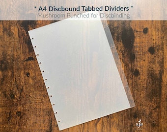 5 Side Tab Dividers | for A4 Discbound Notebooks |Semi-Transparent Plastic