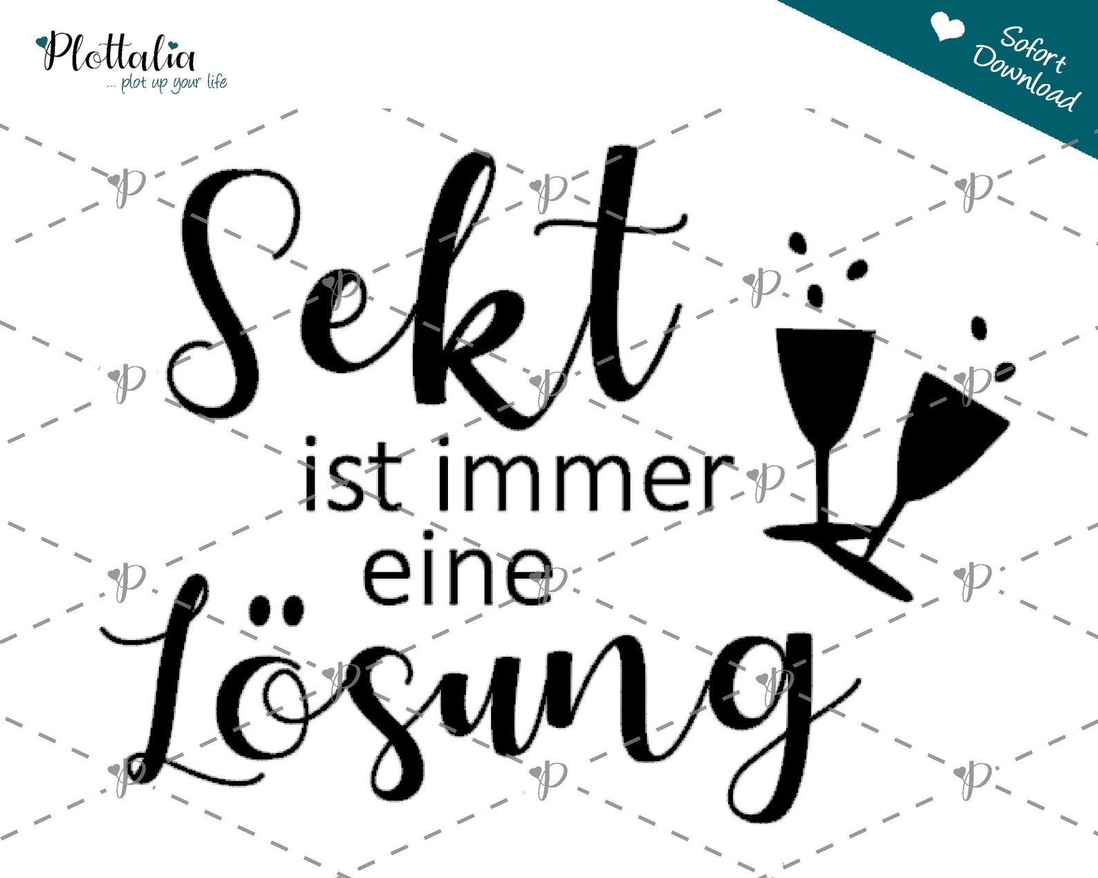 Plotterdatei Sekt ist immer eine Lösung Spruch Prosecco Etsy