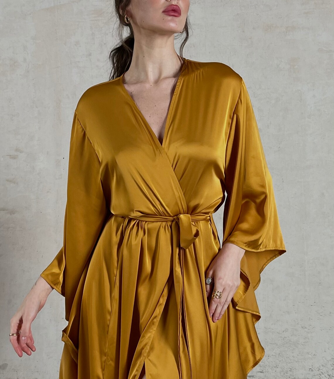 Kimono silk robe Silky Kimono sleeves long robe Long Etsy