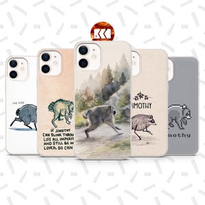 a collection of five iPhone cases, each with a unique design and animal illustration.