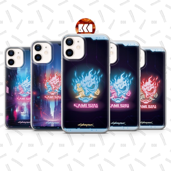 Cyberpunk Samurai Phone Case: Neon Video Game Design