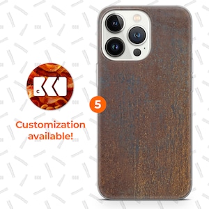 a wooden case with the text customization available