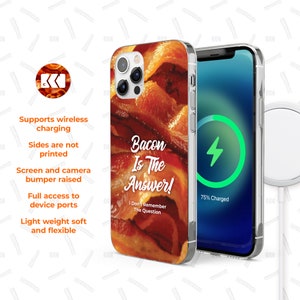 a phone case with a picture of bacon on it