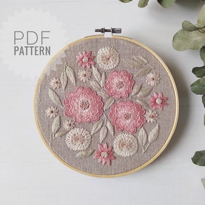 PDF Pattern/Embroidery Pattern/Detail instruction/Flower pattern/Pattern for beginner/Digital Download/Flower ornament/Mother's day/Tender