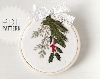 Christmas Bouquet Embroidery Pattern: Detailed PDF Guide