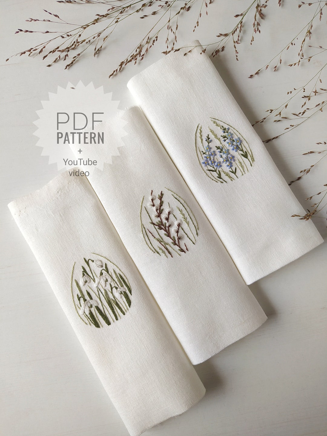 Floral Easter Eggs Embroidery Pattern PDF + Video Tutorial – Spring ...