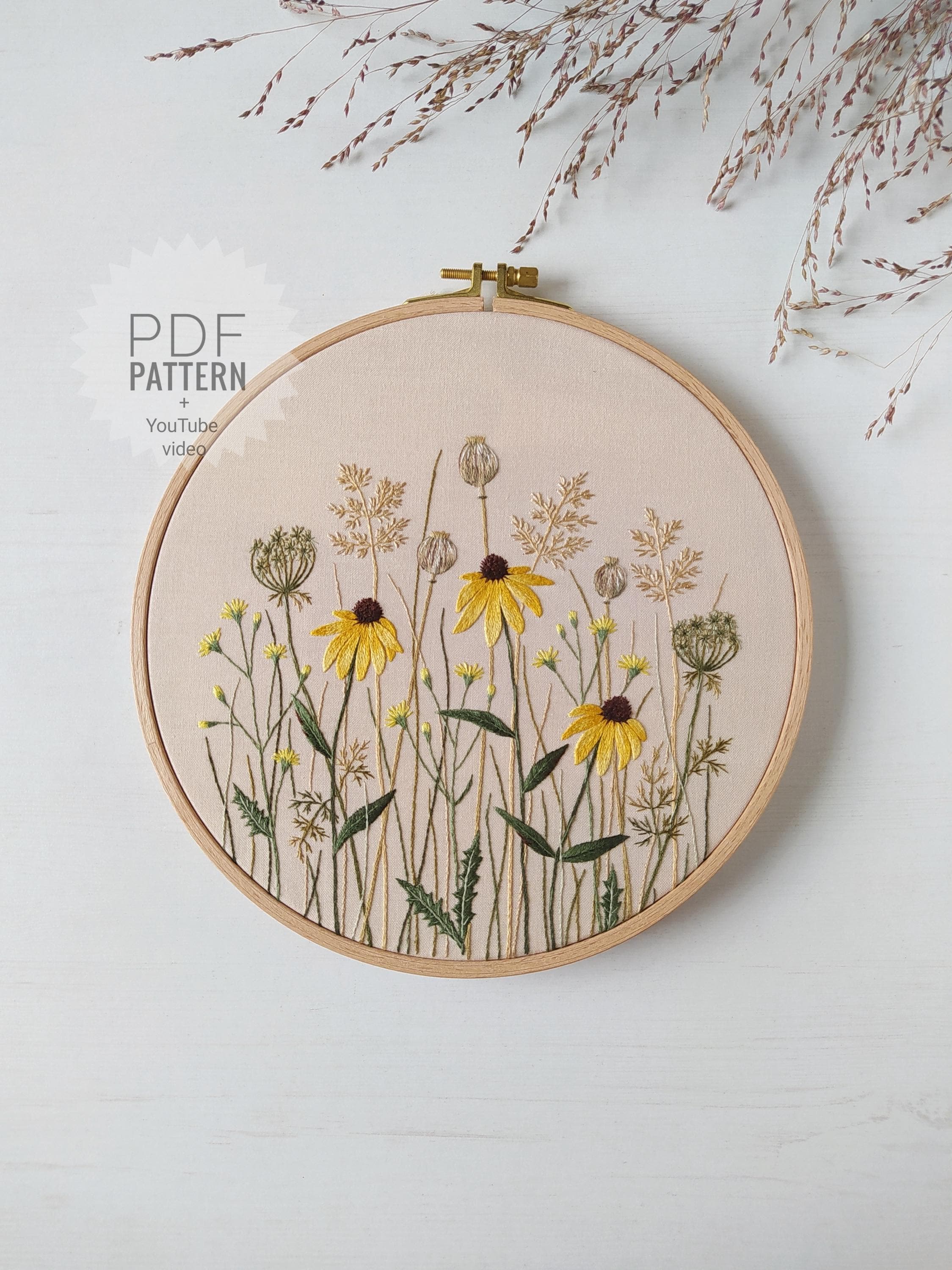 ★EMS★ ROSE STITCH ECO BAGYELLOW Amazon.com: Canary Canvas Tote Bag Embroidery Kit,Flowers