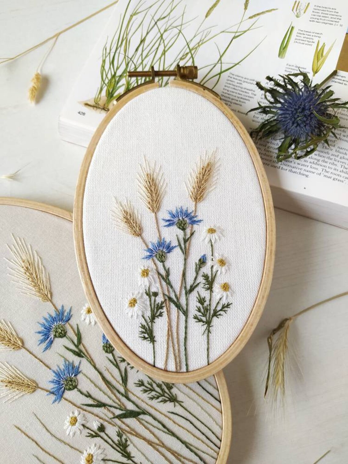 Cornflower Embroidery Pattern Video Tutorial Wildflower Etsy UK