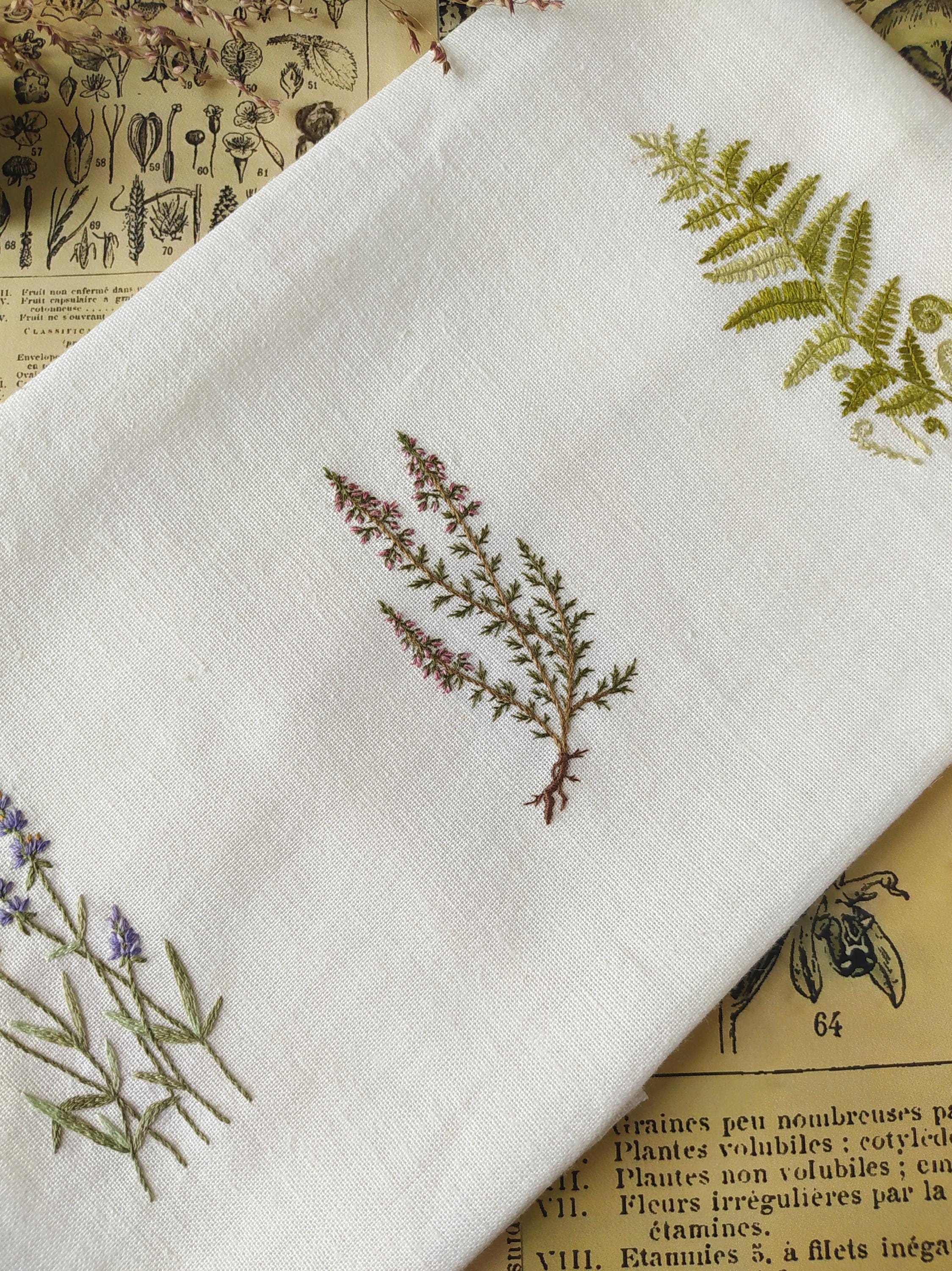ボタニカルトリオ刺繍パターン PDF + ビデオ – ラベンダーヘザーシダの