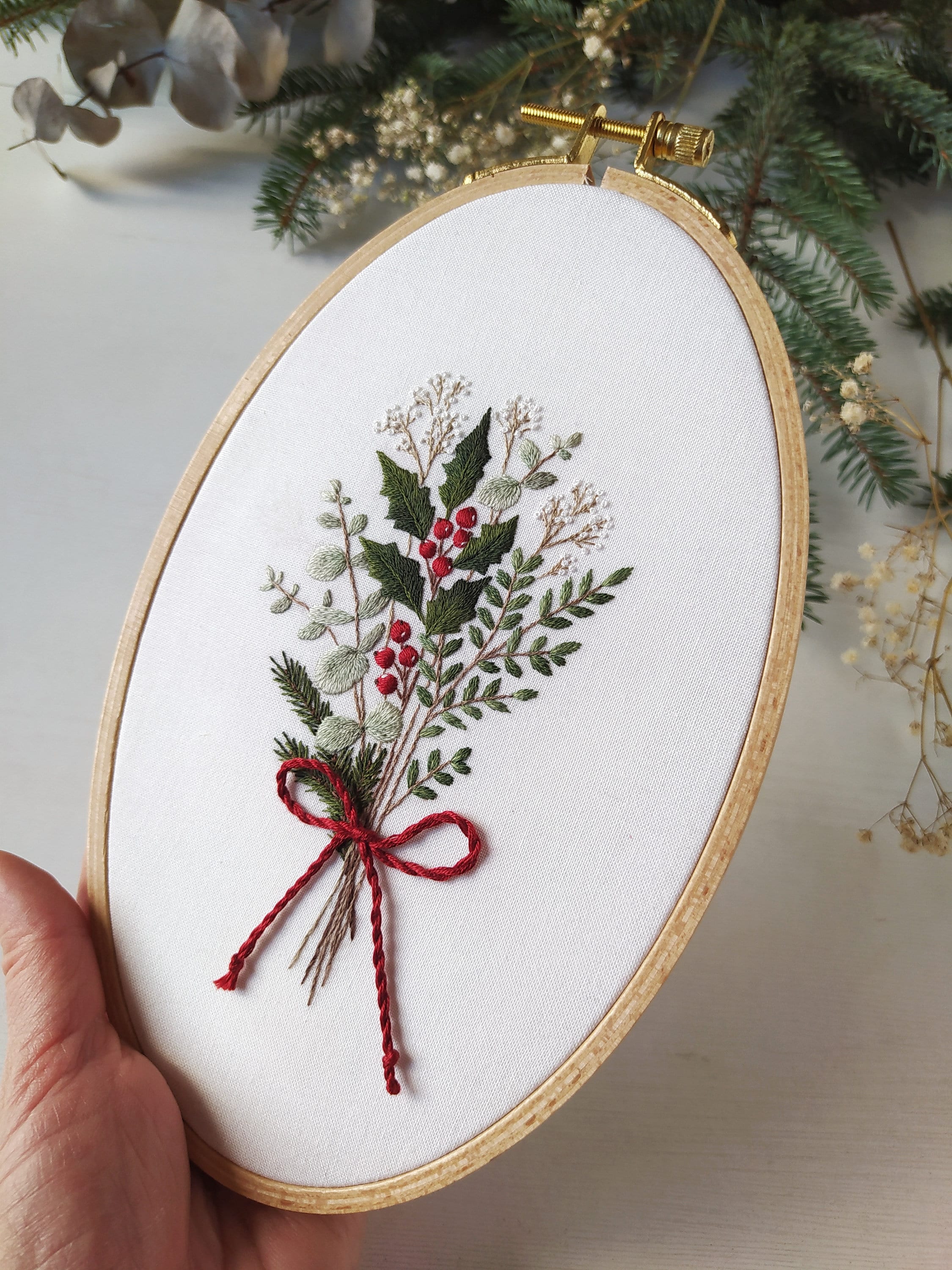 Winter Bouquet Embroidery Pattern Pdf Video Tutorial - Etsy