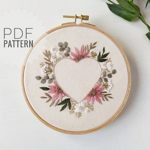 PDF Pattern/Embroidery Pattern/Detail instruction/Flower pattern/Botanical Collection/Digital Download/Flower ornament/Mother's Day/Heart image 1